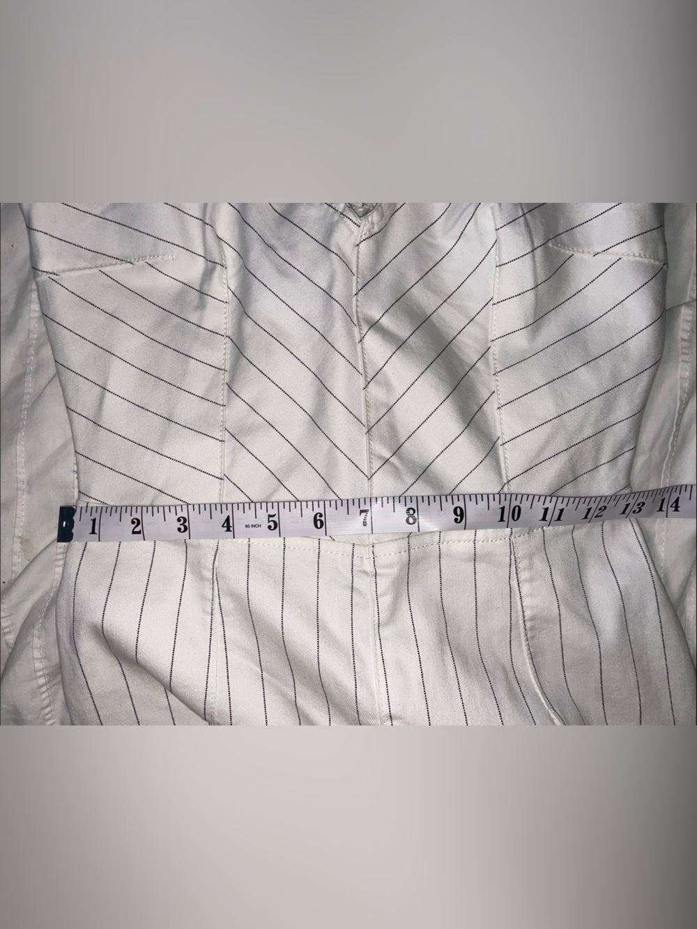 NWT - DYNAMITE White Denim Pinstripe V-Neck Sleeveless Jumpsuit XS NEW - Picture 5 of 5